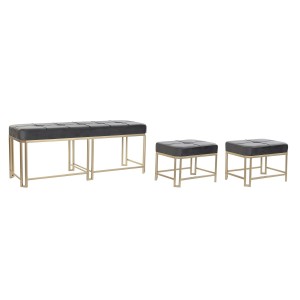 Banquette DKD Home Decor Gris Métal Velours (120 x 40 x 47 cm)