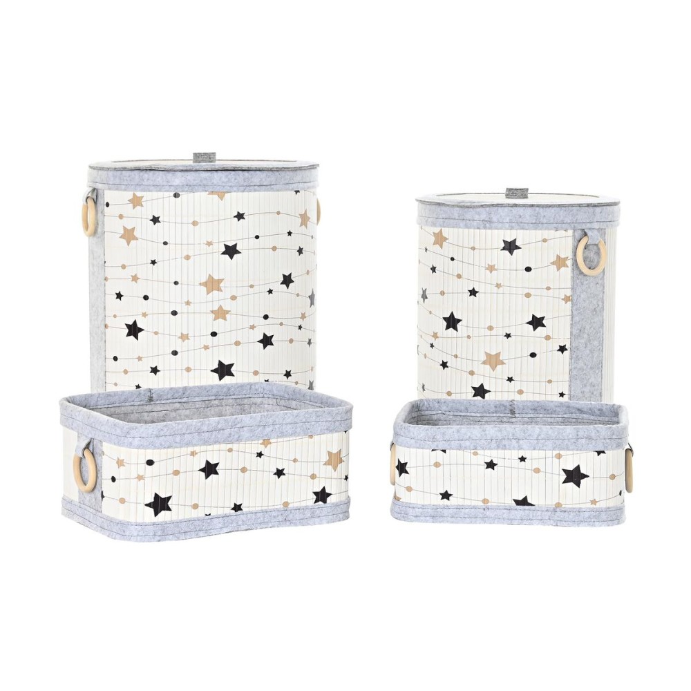 Panier Multi-usages DKD Home Decor Bambou Etoiles 36 x 36 x 50 cm