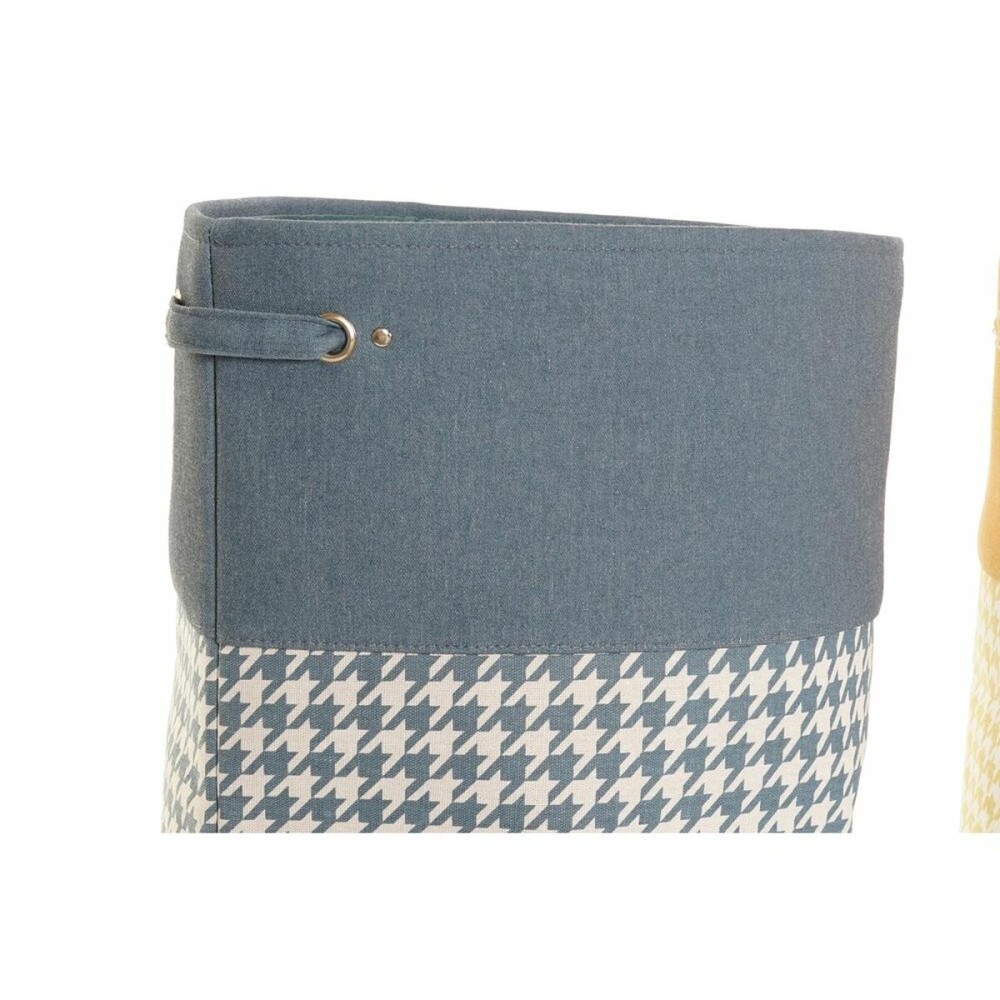 Laundry basket DKD Home Decor Yellow Blue Grey Houndstooth 40 x 40 x 60 cm (3 Units)