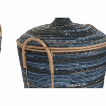 Set de basket DKD Home Decor Bleu Noir (3 Pièces)
