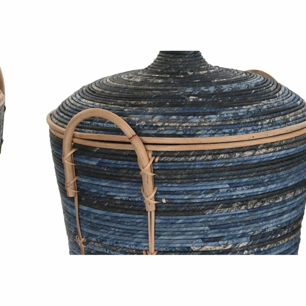 Set de basket DKD Home Decor Bleu Noir (3 Pièces)
