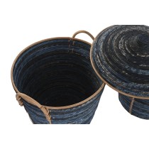 Set de basket DKD Home Decor Bleu Noir (3 Pièces)