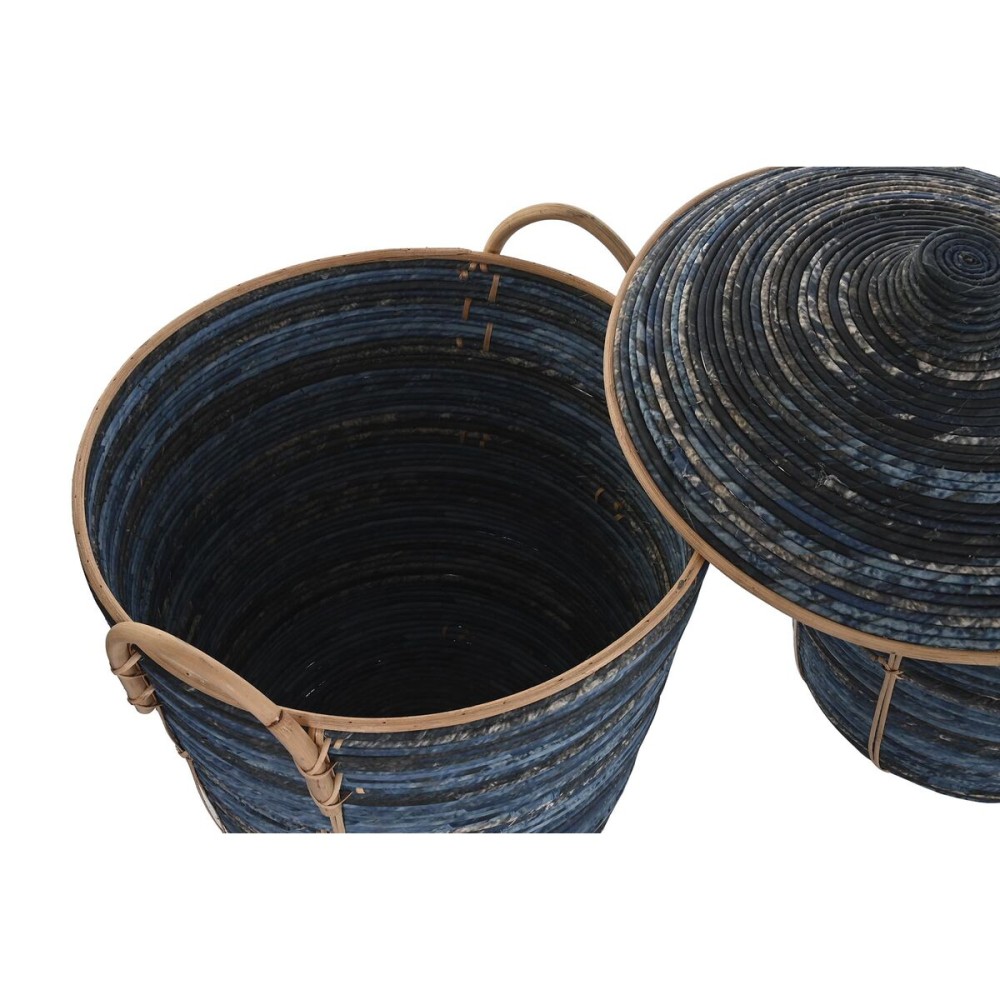 Set de basket DKD Home Decor Bleu Noir (3 Pièces)