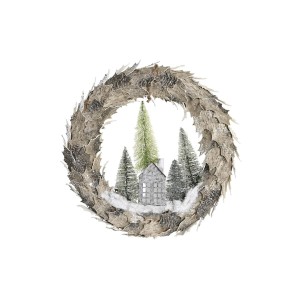 Weihnachtskranz DKD Home Decor Häuser 46 x 7,5 x 46 cm LED Leicht