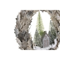 Weihnachtskranz DKD Home Decor Häuser 46 x 7,5 x 46 cm LED Leicht