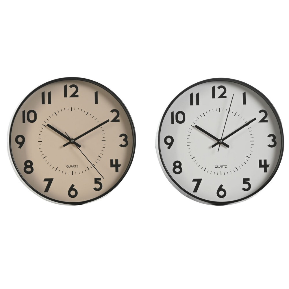 Wanduhr Home ESPRIT Weiß Beige PVC 30 x 4 x 30 cm (2 Stück)