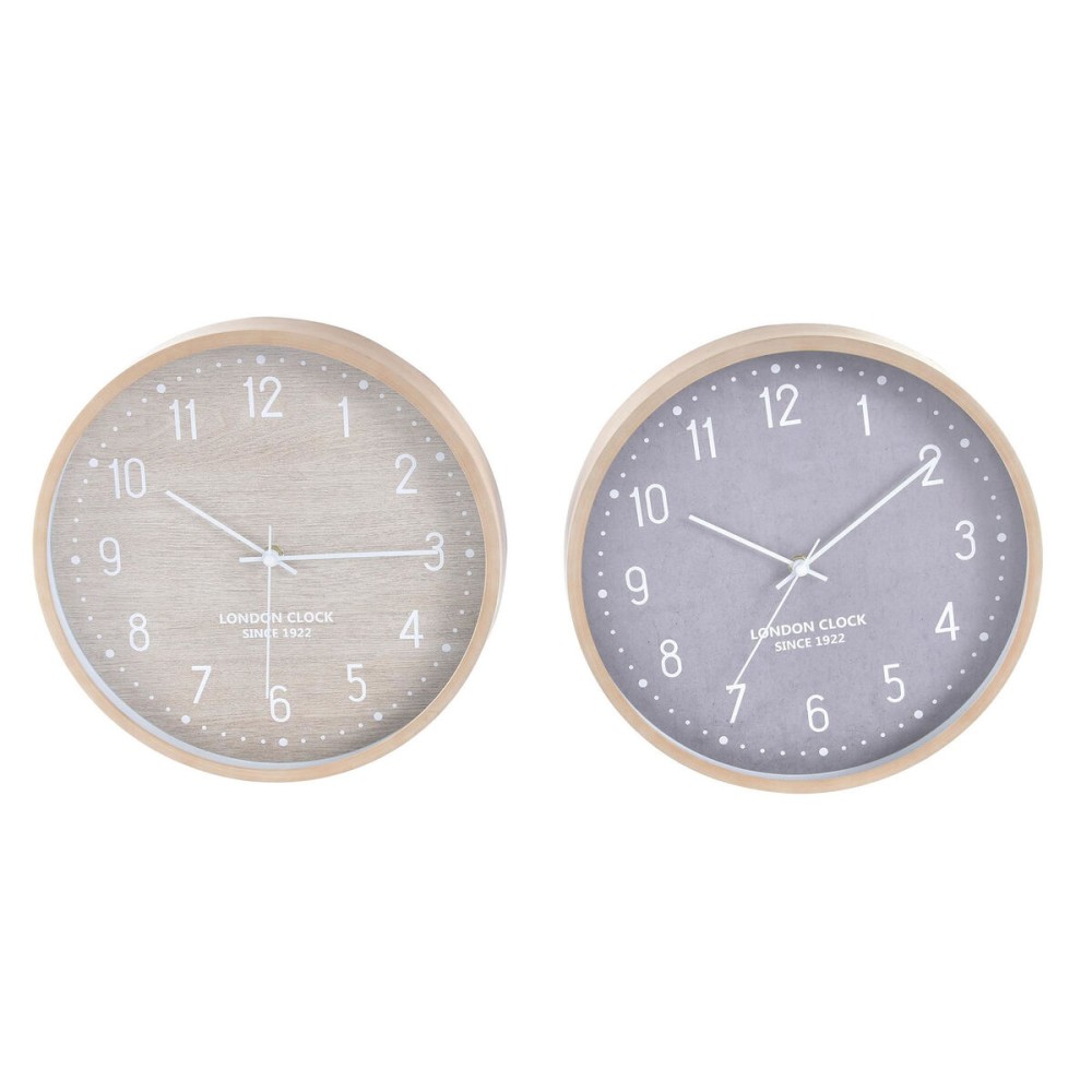 Wanduhr Home ESPRIT Beige Grau PVC 30 x 4 x 30 cm (2 Stück)