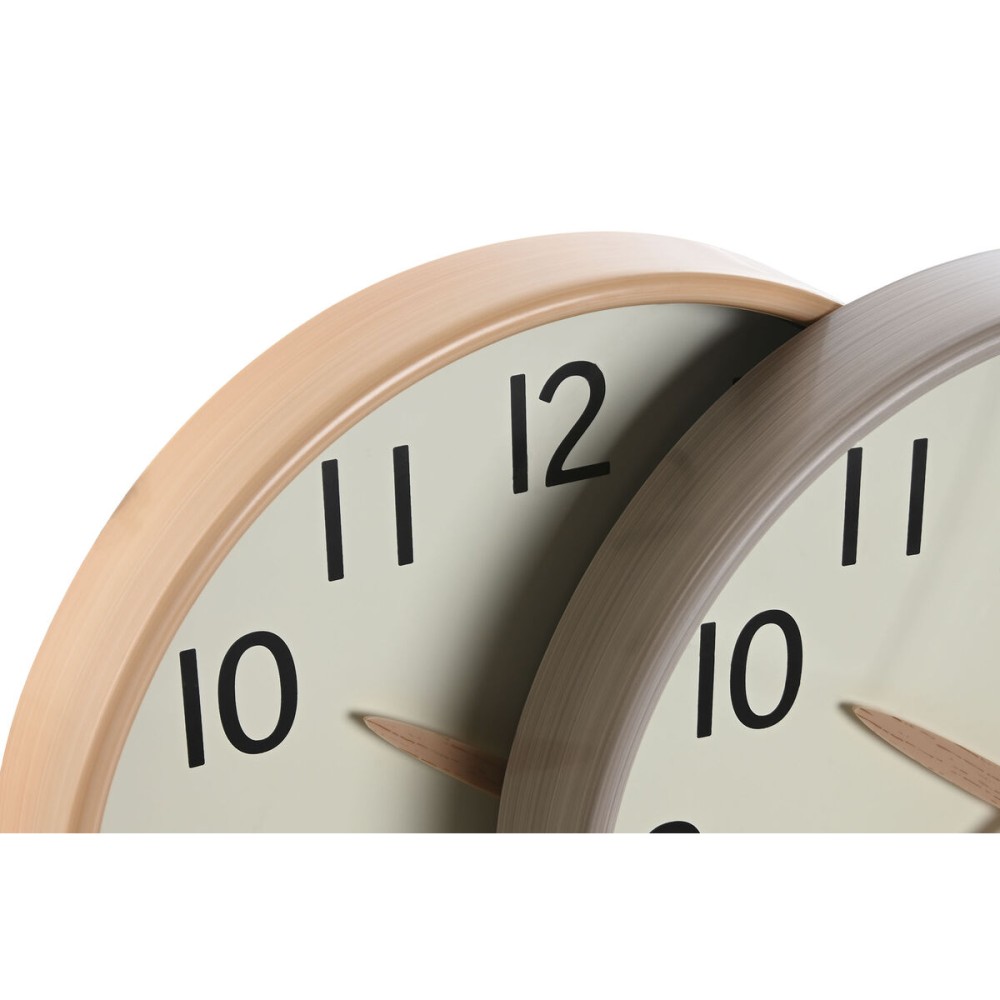 Wanduhr Home ESPRIT Beige natürlich PVC Holz 30 x 4,7 x 30 cm (2 Stück)