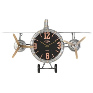 Wanduhr Home ESPRIT Gold Silberfarben Metall Flugzeug Vintage 87 x 17 x 52,5 cm
