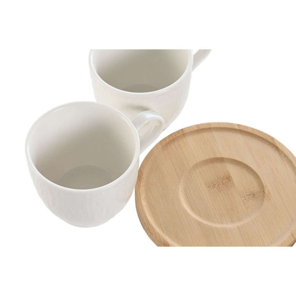 Set aus 6 Teetassen mit Teller Home ESPRIT Weiß natürlich Bambus Porzellan 220 ml