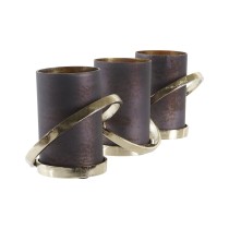 Kerzenschale DKD Home Decor Kristall Grau Gold Aluminium (20 x 7 x 6 cm) (52 x 15 x 16,5 cm)