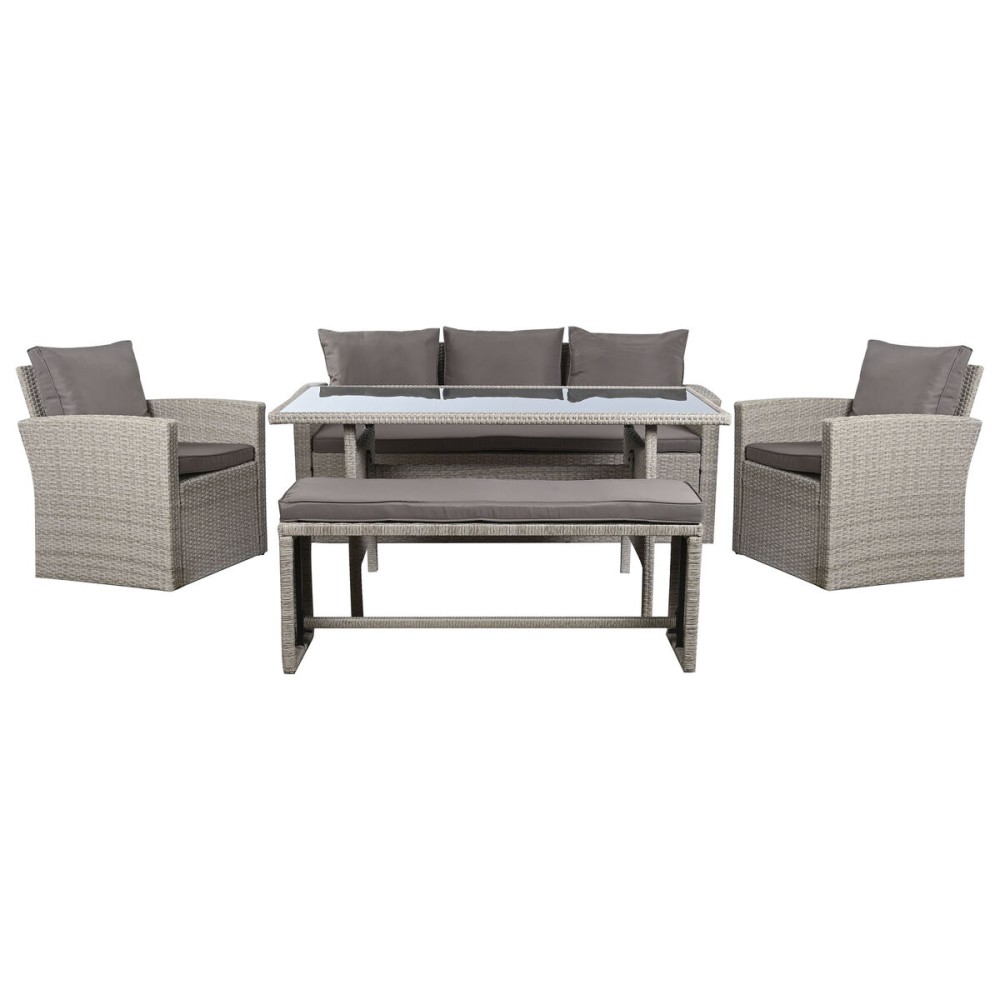 Garden furniture DKD Home Decor Brown 177 x 72 x 80 cm (5 Pieces)