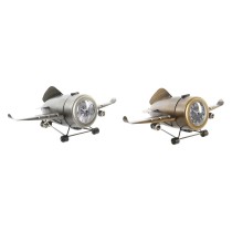 Horloge de table DKD Home Decor Doré Argenté Avion (2 Unités)