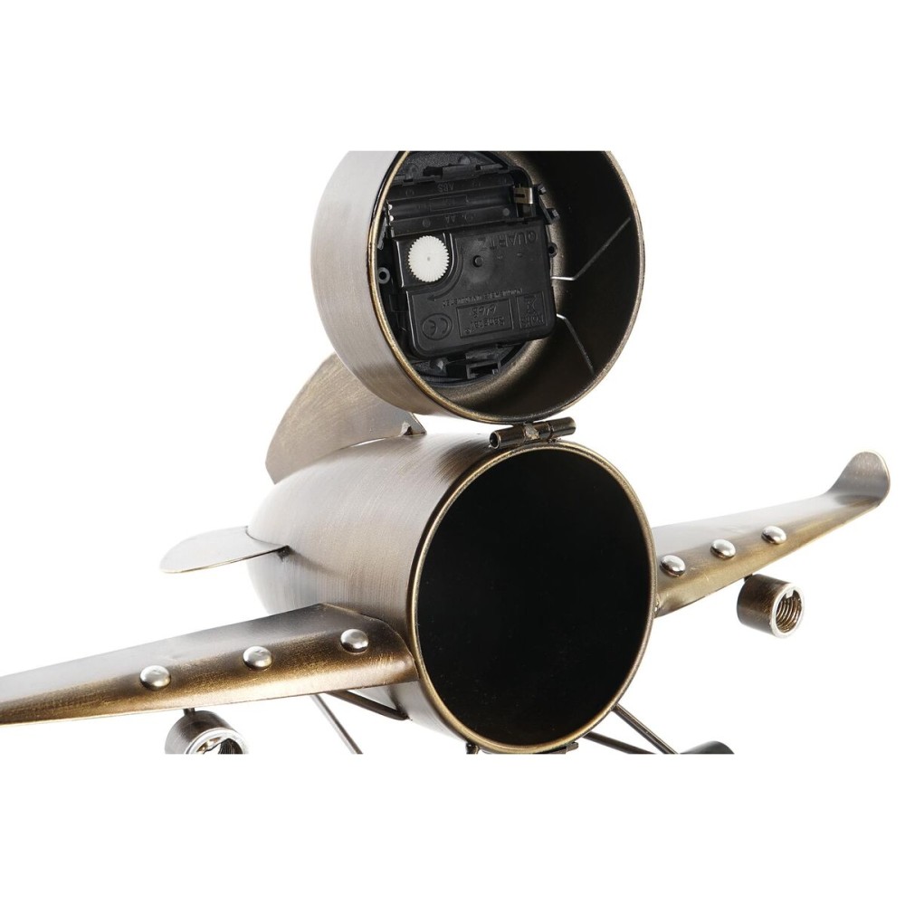 Horloge de table DKD Home Decor Doré Argenté Avion (2 Unités)
