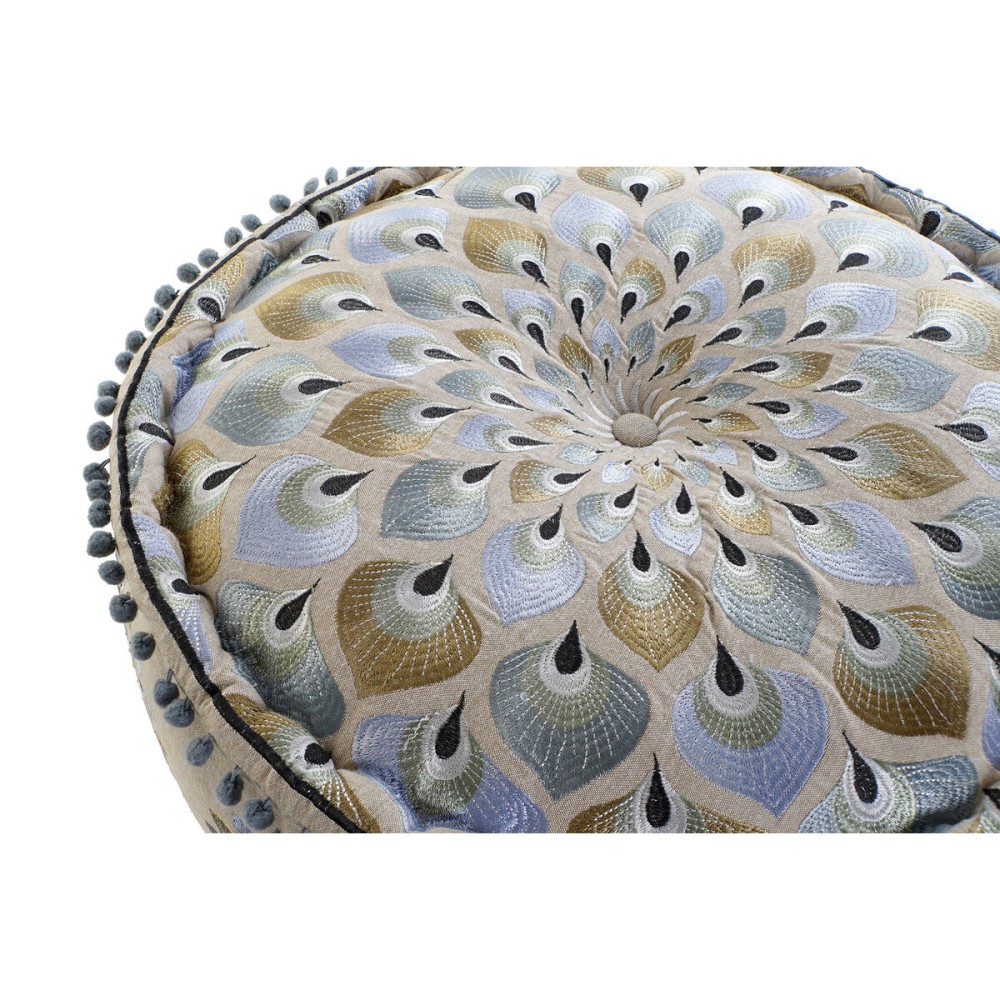 Pouf DKD Home Decor Bleu Beige