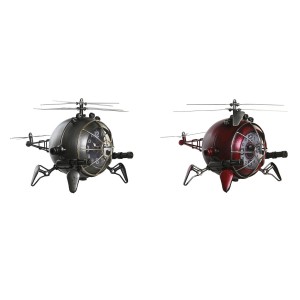 Table clock DKD Home Decor Red Silver Helicopter (2 Units)