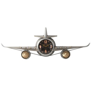 Wanduhr Home ESPRIT Gold Silberfarben Metall Flugzeug Vintage 114 x 11 x 40 cm
