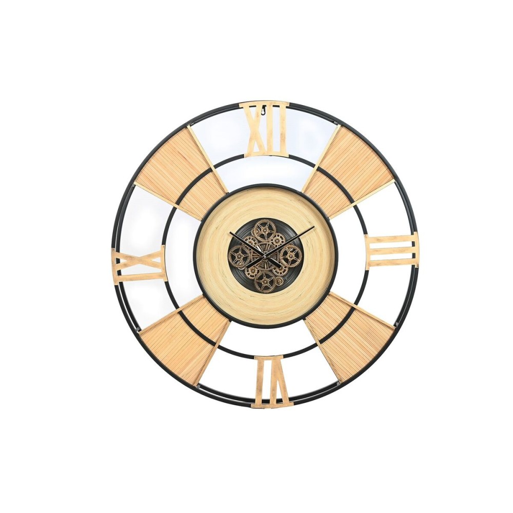 Wall Clock Home ESPRIT Black Natural Metal Rattan 100 x 9 x 100 cm