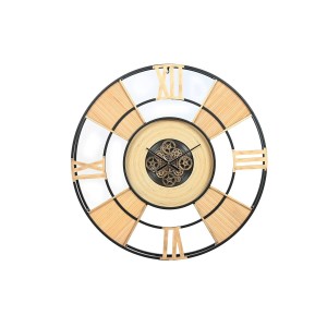 Wanduhr Home ESPRIT Schwarz natürlich Metall Rattan 100 x 9 x 100 cm