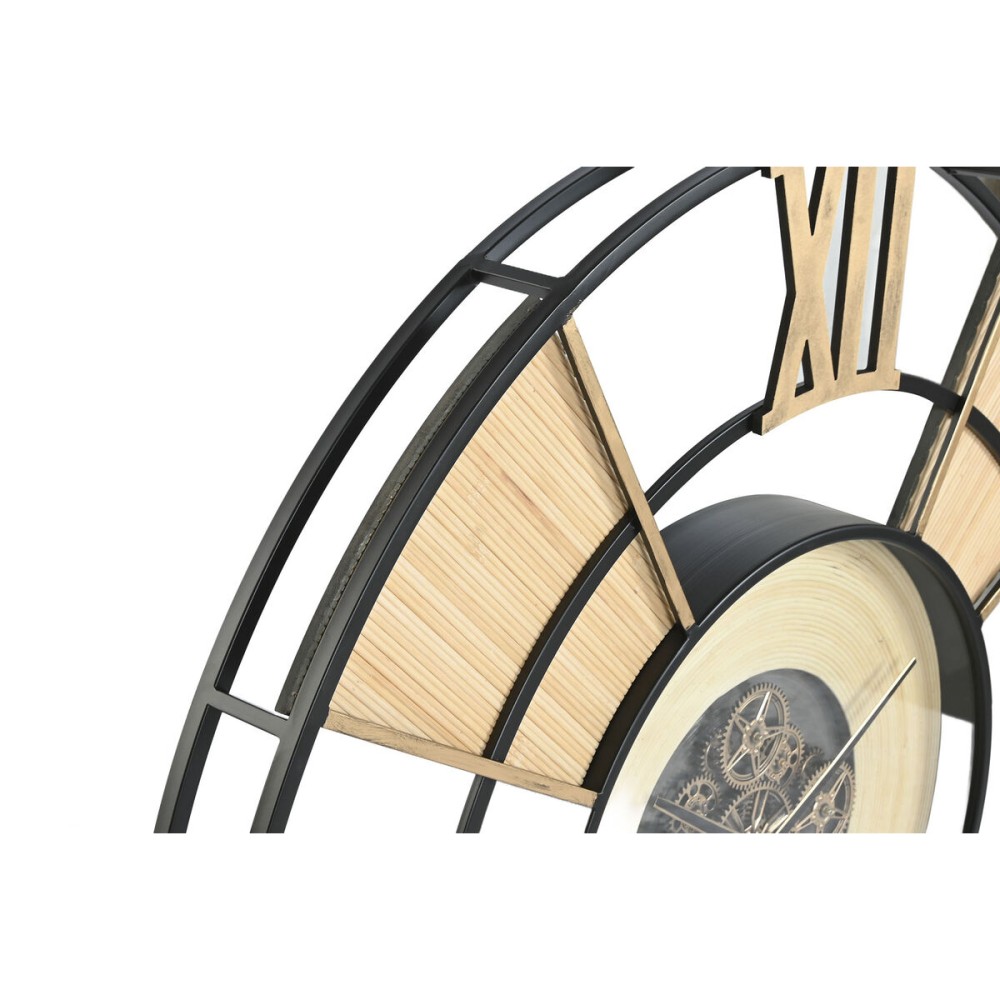 Wanduhr Home ESPRIT Schwarz natürlich Metall Rattan 100 x 9 x 100 cm