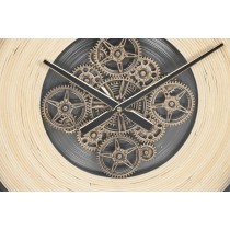 Horloge Murale Home ESPRIT Noir Naturel Métal Rotin 100 x 9 x 100 cm