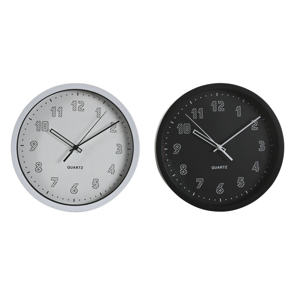 Horloge Murale DKD Home Decor Blanc Noir PVC 25,4 x 4 x 25,4 cm (2 Unités)