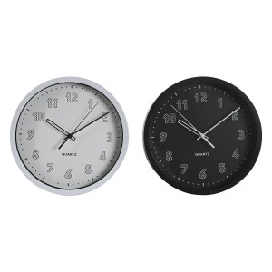 Horloge Murale DKD Home Decor Blanc Noir PVC 25,4 x 4 x 25,4 cm (2 Unités)