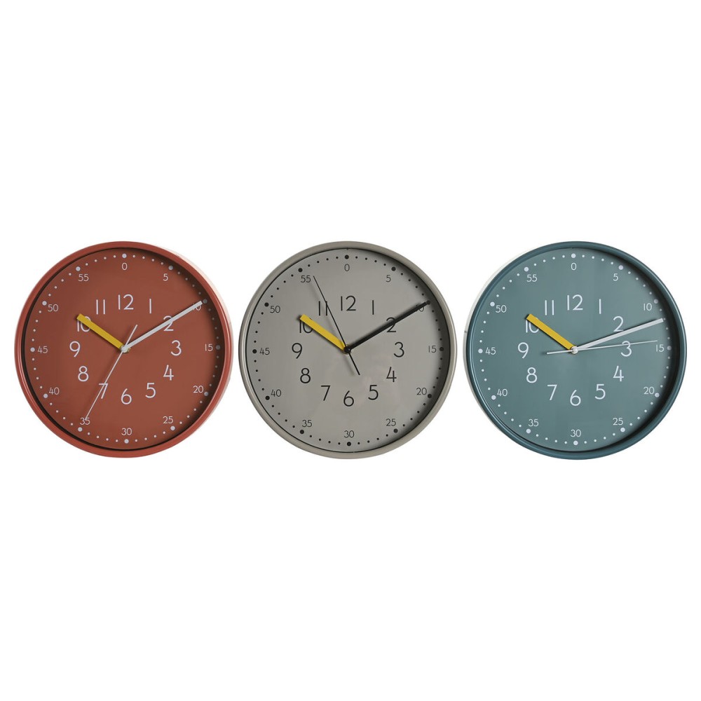Wanduhr DKD Home Decor Weiß türkis Terrakotta PVC Urban 30 x 4,3 x 30 cm (3 Stück)