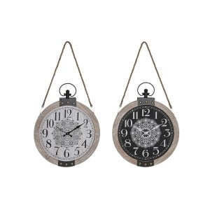 Horloge de table DKD Home Decor Blanc Noir Mandala (2 Unités)