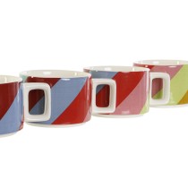Piece Coffee Cup Set DKD Home Decor White Multicolour Light brown Metal Bamboo Dolomite 260 ml