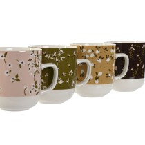 Henkelbecher DKD Home Decor Braun grün Rosa Senf Porzellan 380 ml (4 Stück)