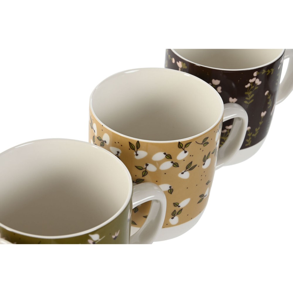 Tasse mug DKD Home Decor Marron Vert Rose Moutarde Porcelaine 380 ml (4 Unités)