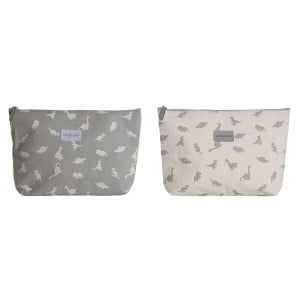 Reise-Toilettentasche DKD Home Decor Weiß Grau Baumwolle 33 x 8 x 21 cm (2 Stück)