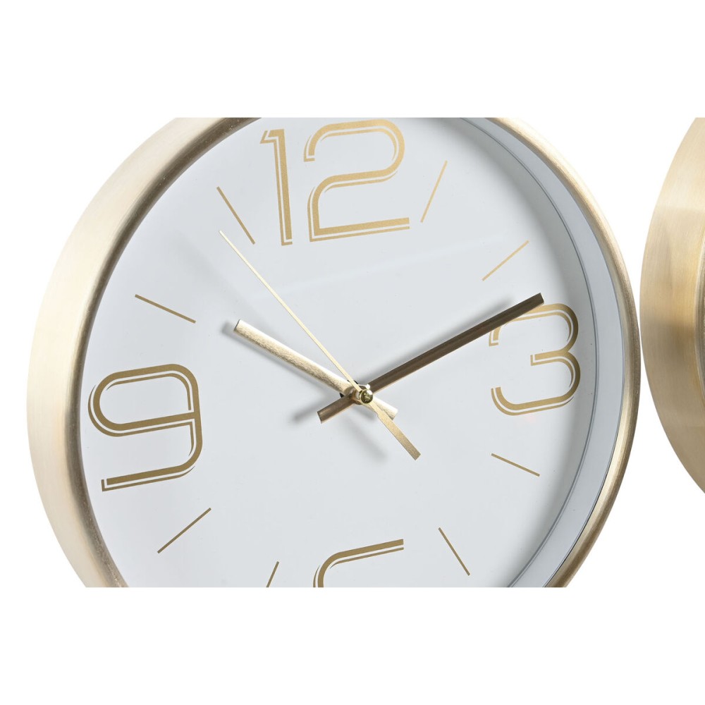 Wanduhr DKD Home Decor Weiß Schwarz Gold Aluminium Ø 25 cm 25 x 4 x 25 cm (2 Stück)