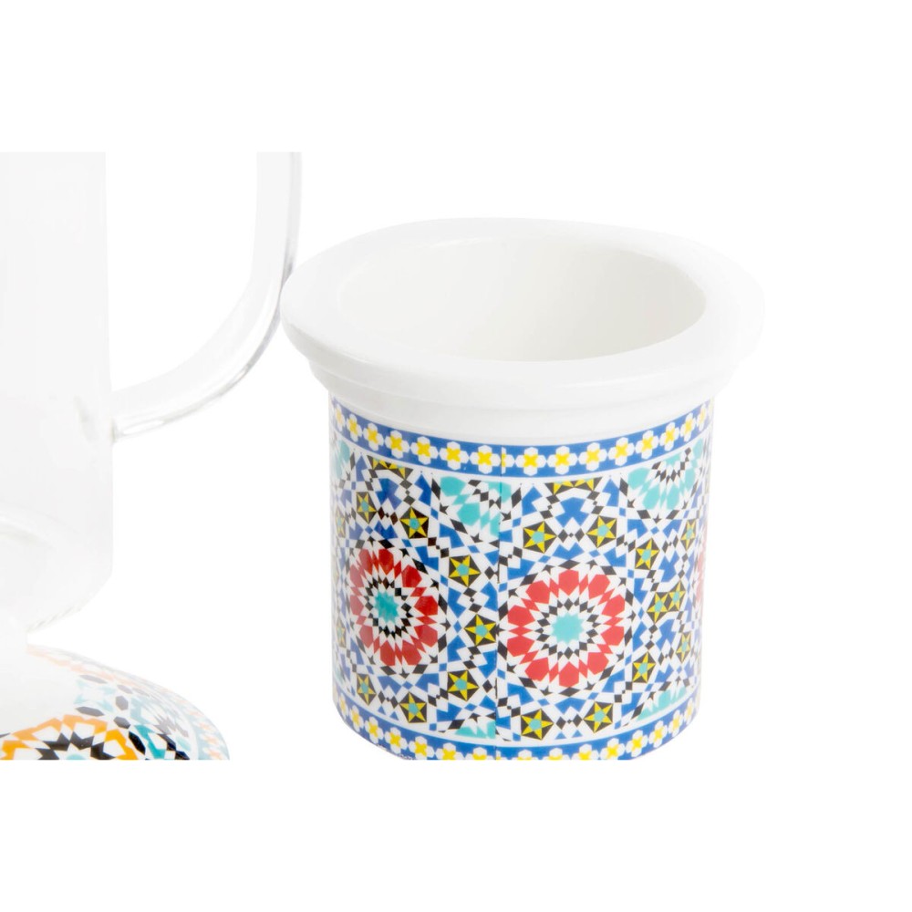 Cup with Tea Filter DKD Home Decor Multicolour Orange Tile Arab 300 ml (2 Units)