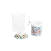 Filtertasse für Teeaufgüsse DKD Home Decor Bunt Orange Kachel Araber 300 ml (2 Stück)