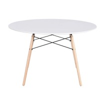 Table de Salle à Manger Home ESPRIT Blanc Noir Naturel Bouleau Bois MDF 120 x 120 x 74 cm
