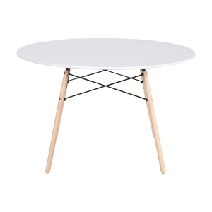 Table de Salle à Manger Home ESPRIT Blanc Noir Naturel Bouleau Bois MDF 120 x 120 x 74 cm
