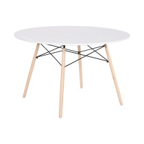 Table de Salle à Manger Home ESPRIT Blanc Noir Naturel Bouleau Bois MDF 120 x 120 x 74 cm