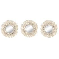 Wall mirror Home ESPRIT White Boho 20 x 1 x 20 cm (3 Pieces)