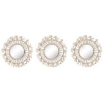 Mirror Set Home ESPRIT White Boho 20 x 1 x 20 cm (3 Pieces)