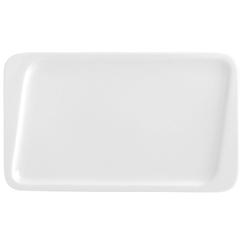 Flat plate Quid Chef Ceramic White 30 x 18 cm (6 Units) (Pack 6x)