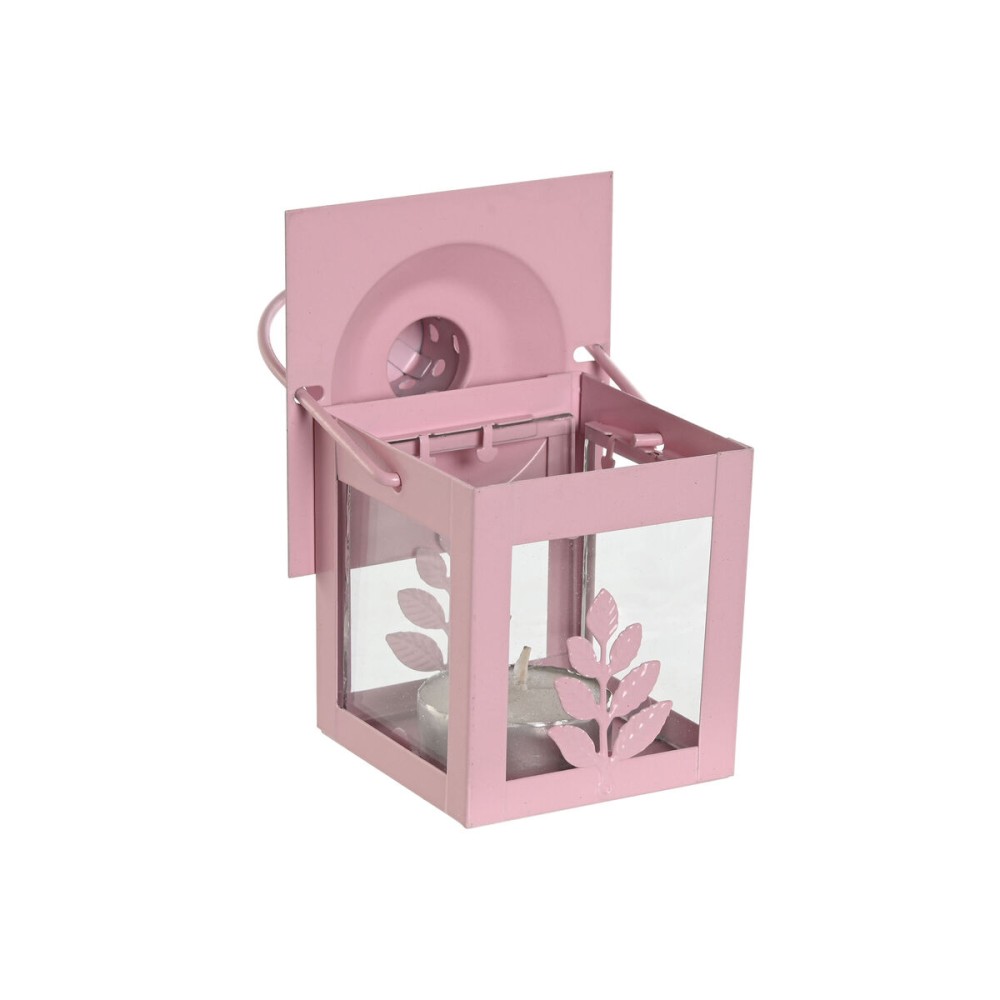 Laternen-Set Home ESPRIT Weiß grün Rosa Kristall Eisen Shabby Chic 7 x 7 x 10 cm (3 Stücke) (4 Stück)
