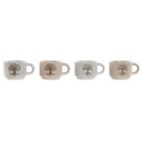 Piece Coffee Cup Set Home ESPRIT White Beige Metal Stoneware 150 ml