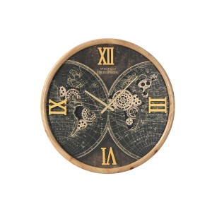 Wanduhr Home ESPRIT Schwarz Gold Kristall Eisen Vintage 62 x 8,5 x 62 cm