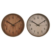 Wall Clock Home ESPRIT Brown Natural PVC Wood 30 x 4 x 30 cm (2 Units)
