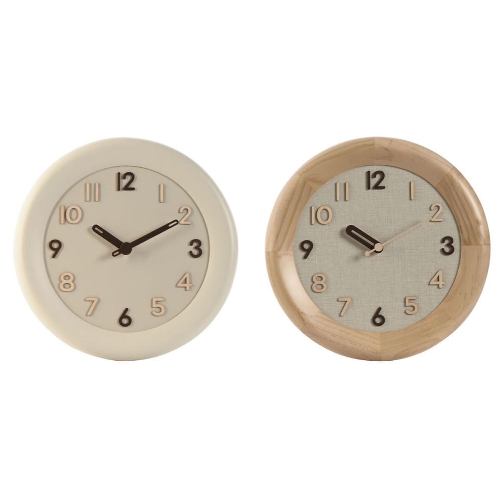 Horloge Murale Home ESPRIT Beige Naturel Bois 30 x 5 x 30 cm (2 Unités)