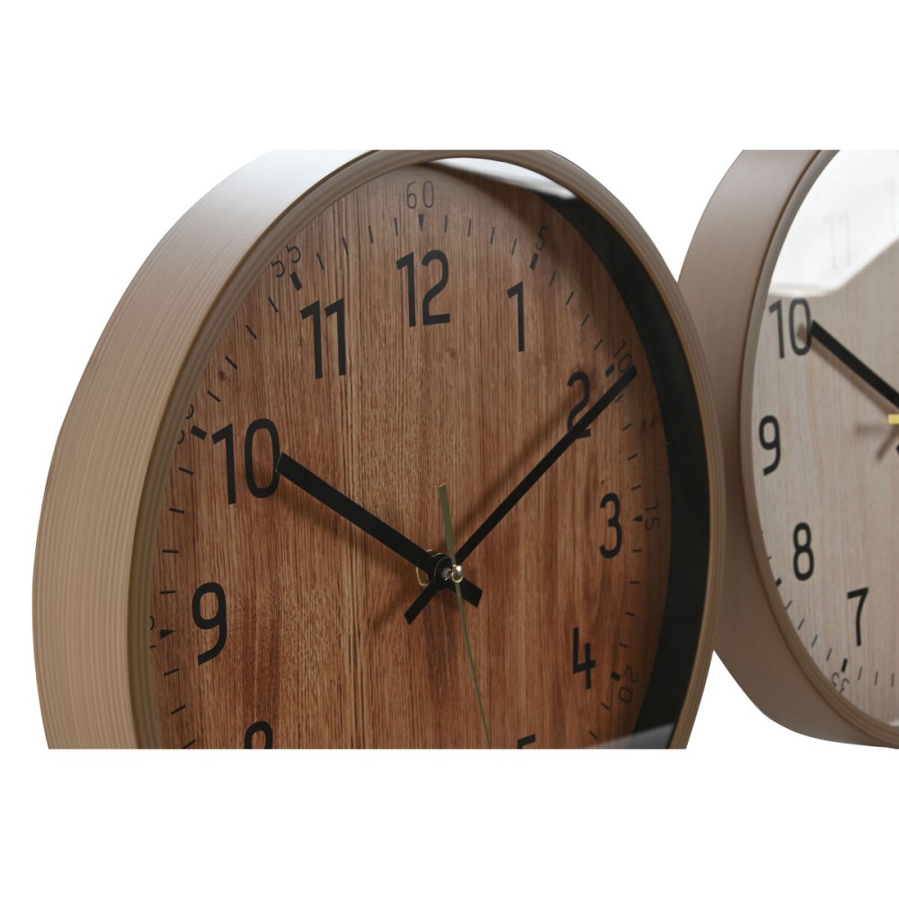 Wanduhr Home ESPRIT Braun natürlich PVC Holz 30 x 4 x 30 cm (2 Stück)