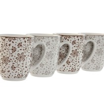 Satz von 4 Henkelbechern Home ESPRIT Braun Beige Blomster 340 ml