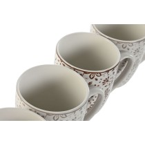 4 Piece Mug Set Home ESPRIT Brown Beige Flowers 340 ml